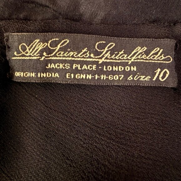 All Saints Spitafields cowl neck asymmetrical ahoulder black sequin dress - Picture 2 of 5